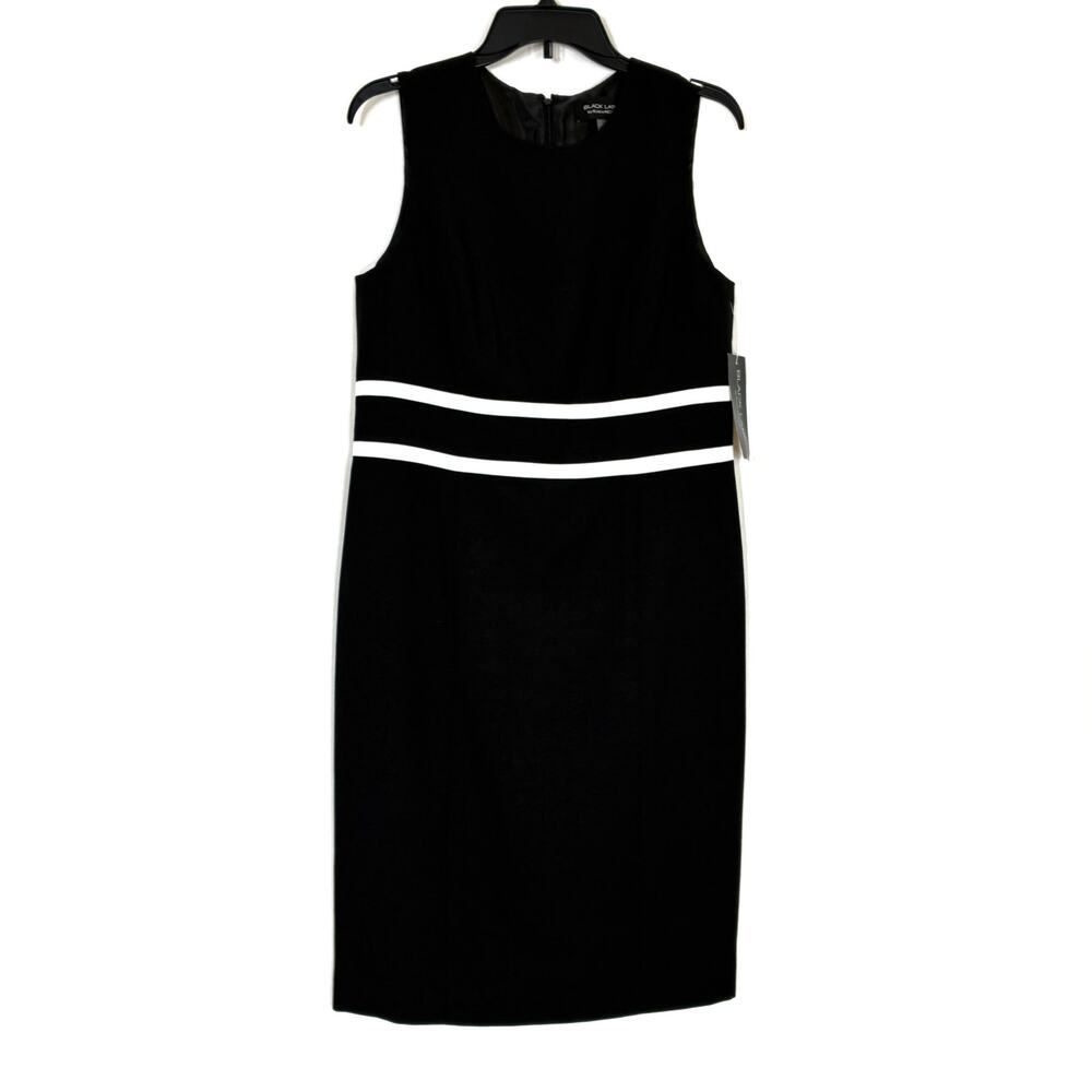 Evan Picone Black Label Black White Sheath Dress NWT Womens 8 Career Office